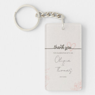 Llavero Regalo de Boda Floral Minimalista Rosado
