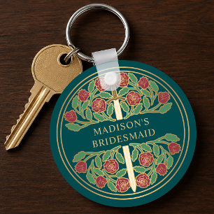 Llavero Regalo de boda real de dama de honor floral verde