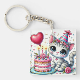 Llavero Regalo de Cumpleaños Adorable para Gatos para Aman