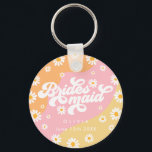Llavero Regalo de dama de honor personalizado de Retro Boh<br><div class="desc">Cadena de teclado Retro Boho Daisy Personalized Bridesmaid Gift</div>