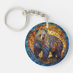 Llavero regalo de fauna y flora con mosaico de oso