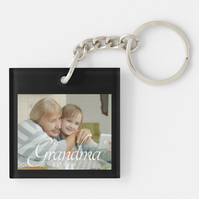 Llavero Regalo de Foto de Abuela Establecida (Atrás)