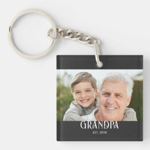 Llavero Regalo de Foto de Abuelo Establecido