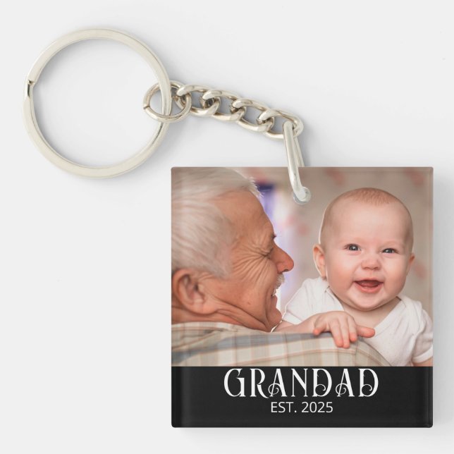 Llavero Regalo de foto de abuelo establecido (Frente)