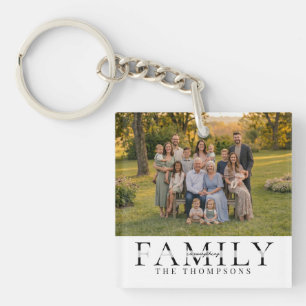Llavero Regalo de Foto de Nombre de Familia Elegante