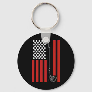Llavero Regalo de golf de bandera americana retro para gol
