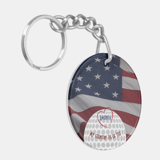 Llavero Regalo de Golfer con cadena de claves Iniciales (Frente Izquierda)