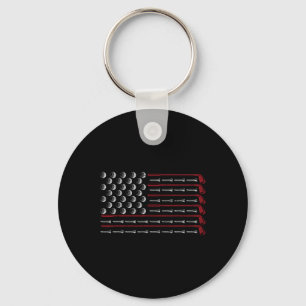 Llavero Regalo de golfista patriota americano de bandera d