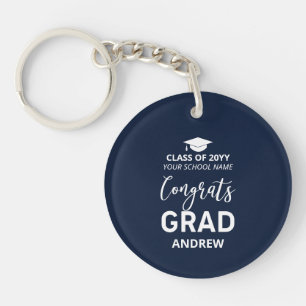 Llavero Regalo de graduación 2023 Foto de tu nombre en azu