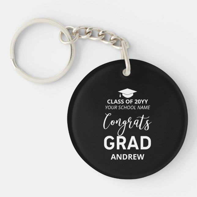 Llavero Regalo de graduación de foto de tu nombre en blanc (Frente)