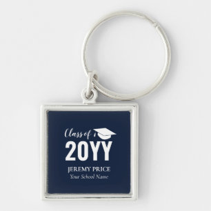 Llavero Regalo de graduación personalizado Navy & White co