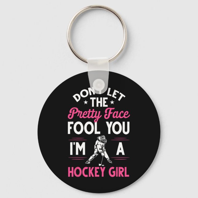 Llavero Regalo De Hockey De Chica Divertido Para Mujeres J (Anverso)