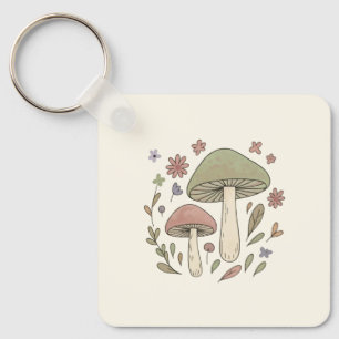 Llavero Regalo de hongos florales Cottagecore personalizad