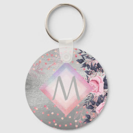 Llavero Regalo de la Marina Plata Monograma Rosegold Girly