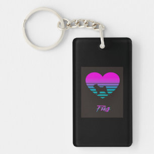 Llavero Regalo de los amantes del pug de vaporwave Heart P