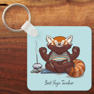 Llavero Regalo de Mejor Profesor de Yoga de Panda Rojo Art