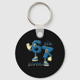 Llavero Regalo de meme de número retro seis siete Brainrot