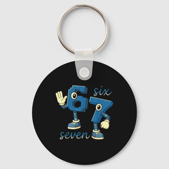 Llavero Regalo de meme de número retro seis siete Brainrot (Anverso)