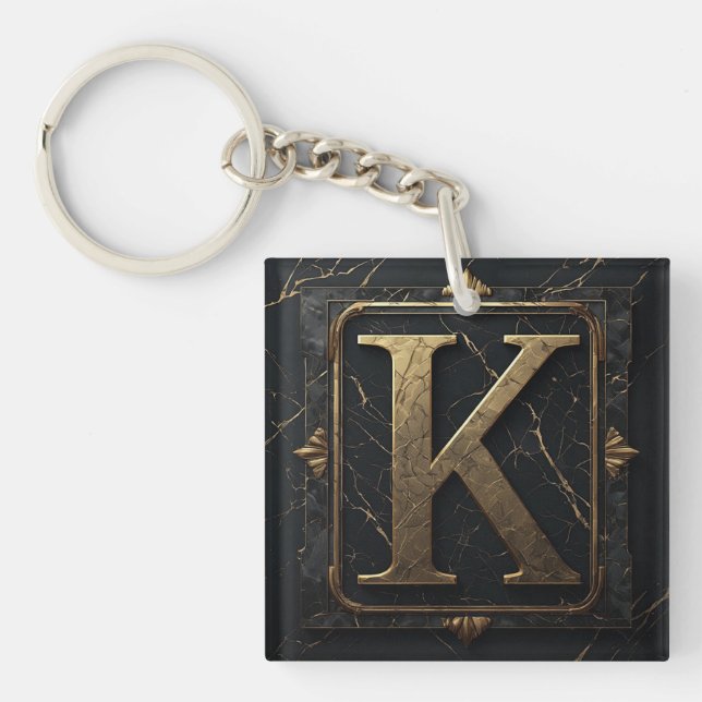 Llavero 🔑 Regalo de Monograma de Letra K para Él 🎁 (Frente)