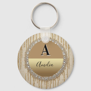 Llavero Regalo de Monograma de Oro Personalizado para Boda