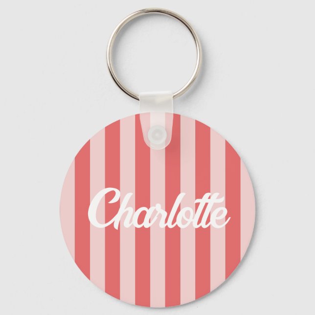 Llavero Regalo de monograma del patrón de corazón rojo est (Anverso)