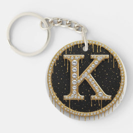 Llavero Regalo de Monograma K de Oro Diamante