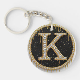 Llavero Regalo de Monograma K de Oro Diamante