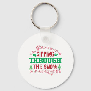 Llavero Regalo De Navidad Atravesando La Nieve
