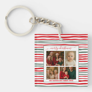 Llavero Regalo de Navidad con foto familiar de raya minima
