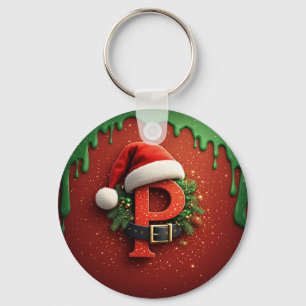 Llavero Regalo de Navidad Monograma P con sombrero de Sant