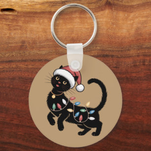 Llavero Regalo de Navidad para mamá amante de gatos negros