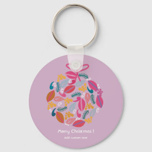 Llavero regalo de Navidad rosa personalizado para chicas