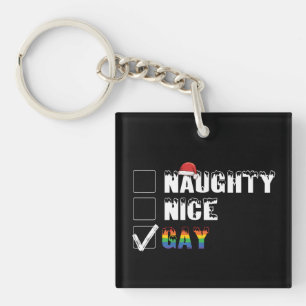 Llavero Regalo de Navidad Travieso Bueno Arcoíris Orgullo 