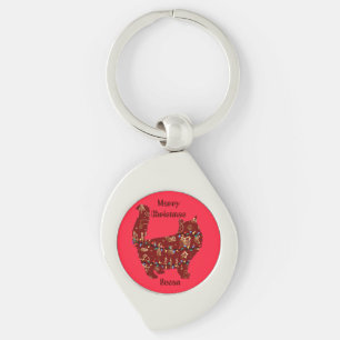 Llavero regalo de navidades de gato, nombre personalizado 
