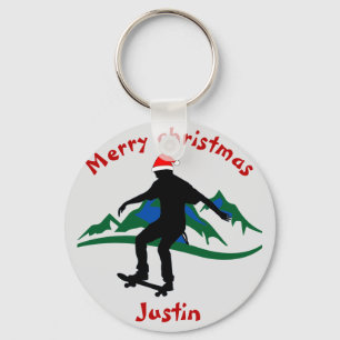 Llavero regalo de navidades de skateboard, nombre personal
