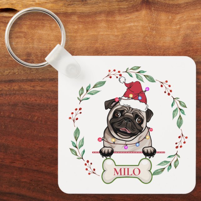 Llavero Regalo de Navidades personalizados de Bulldog brit (Anverso)