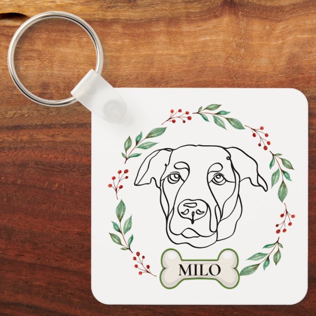 Llavero Regalo de Navidades personalizados de perro de Lab (Anverso)