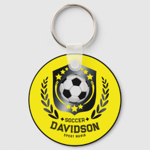 Llavero Regalo de nombre de fútbol personalizado amarillo