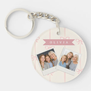 Llavero Regalo de nombre de lazo rosa personalizado Elegan
