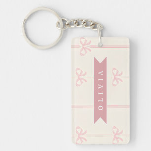 Llavero Regalo de nombre de lazo rosa personalizado Elegan
