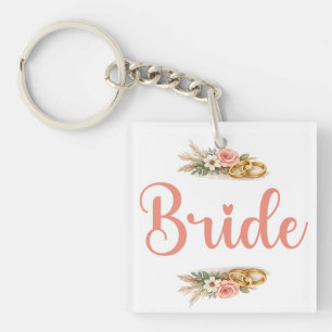 Llavero Regalo de novia boho floral rosa elegante