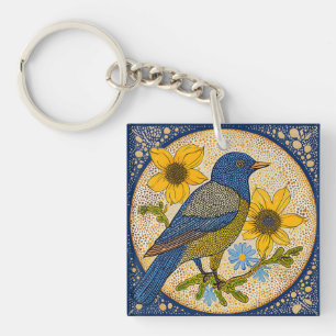 Llavero 🌻 Regalo de pájaro con girasoles Naturaleza Amant