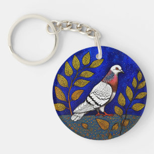 Llavero Regalo de paloma vibrante para amantes de la natur