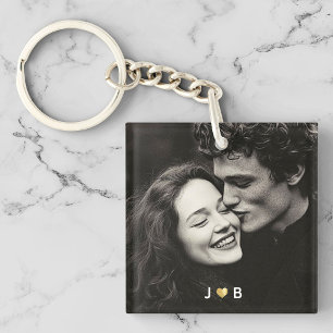 Llavero Regalo de parejas con inicial de corazón y foto pe