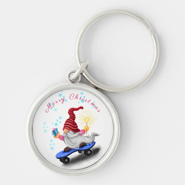 Llavero Regalo de patinaje feliz con regalos y Sparkler -  (Frente)