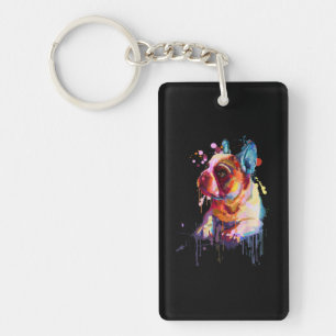 Llavero Regalo de perro Arte de dibujo a mano de Bulldog
