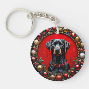Llavero Regalo de perro labrador negro de Navidad