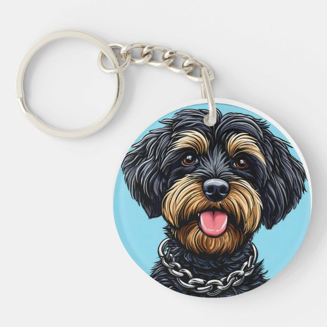 Llavero 🔑 Regalo de Perro Negro Esponjoso para Amantes de (Frente)