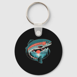 Llavero Regalo de pesca de trucha retro amante de la natur