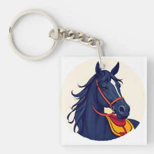 Llavero 🖤 Regalo de retrato de caballo para estilo ecuest